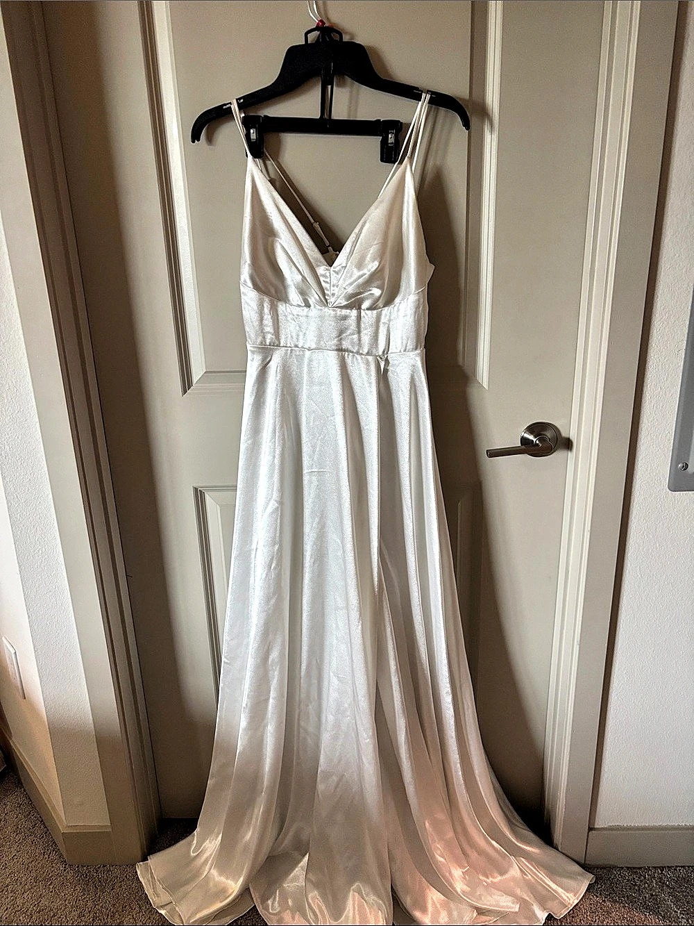 Lulus White Satin Maxi Dress Small